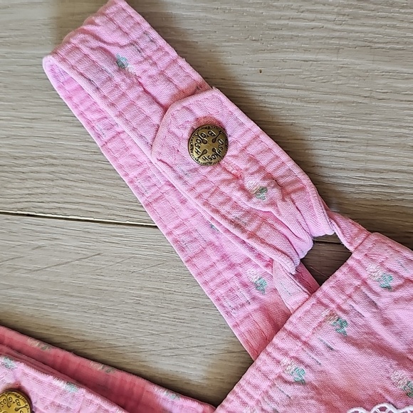Vintage OshKosh Pink Tab Pink Floral Overall Dress / Dressall, Size 6X - Picture 4 of 14